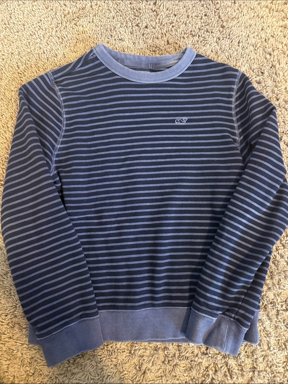 Vineyard Vines Boys Navy/Purple and Light Purple Striped Crewneck Sweater